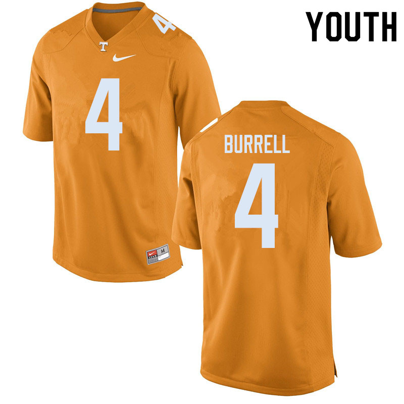 Youth #4 Warren Burrell Tennessee Volunteers College Football Jerseys Sale-Orange - Click Image to Close
